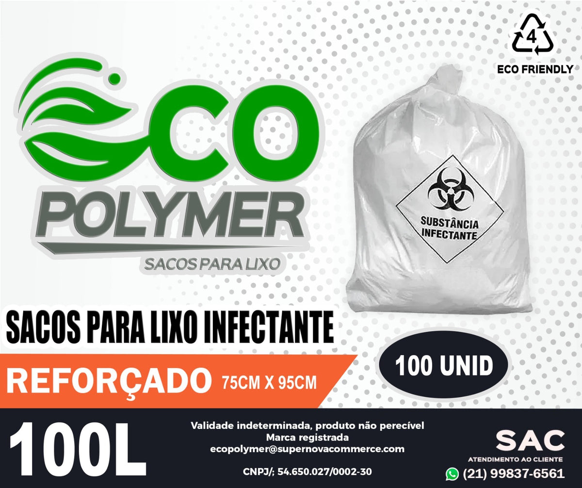Saco de Lixo Infectante branco 100l - 100unid
