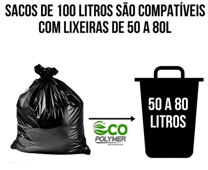 Saco De Lixo Preto 100l Super Reforçado 6 Micra 100 Unid