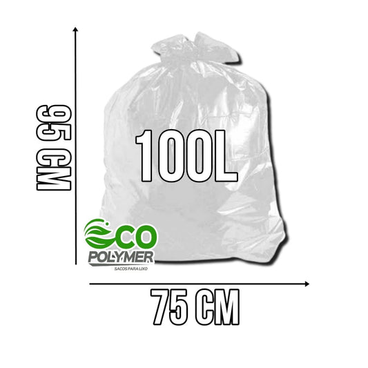 Saco De Lixo Transparente 100l Resistência Média 4 Micra 100 Unid