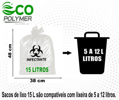 Saco de Lixo Infectante branco 15l - 100unid