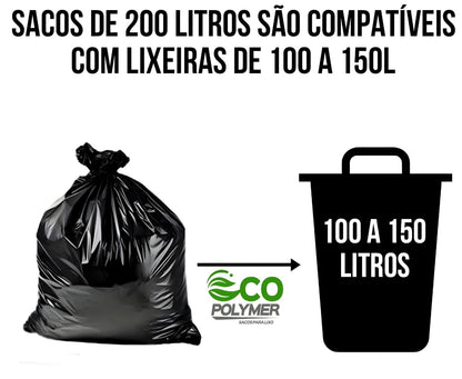 Saco De Lixo Preto 200l Super Reforçado 6 Micra 100 Unid