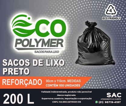 Saco De Lixo Preto 200l Reforçado 5 Micra 100 Unid