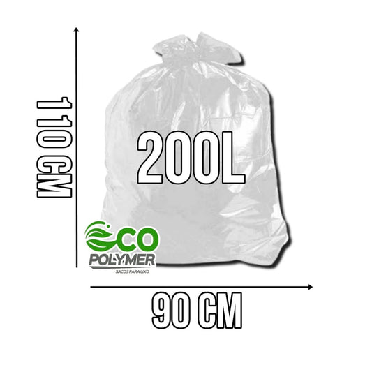 Saco De Lixo Transparente 200l Resistência Média 4 Micra 100 Unid