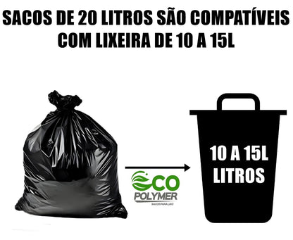 Saco De Lixo Preto 20l Resistência média 4 Micra 100 Unid