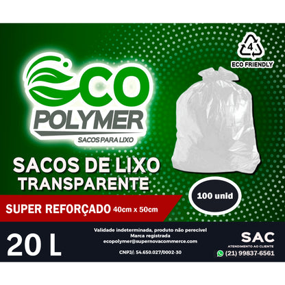 Saco de Lixo Transparente 20l Super Reforçado 100unid