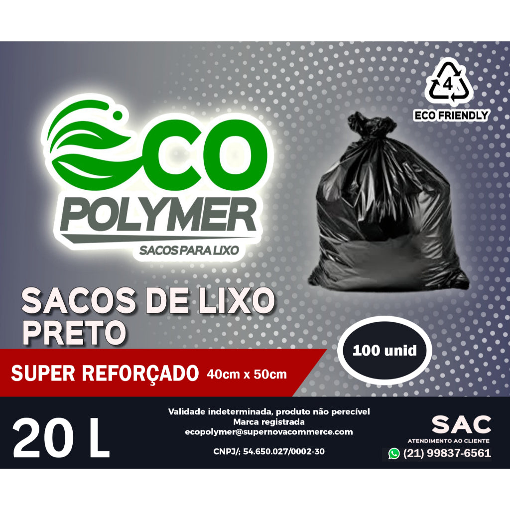Saco de Lixo Preto 20l Super Reforçado 100unid