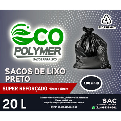 Saco de Lixo Preto 20l Super Reforçado 100unid