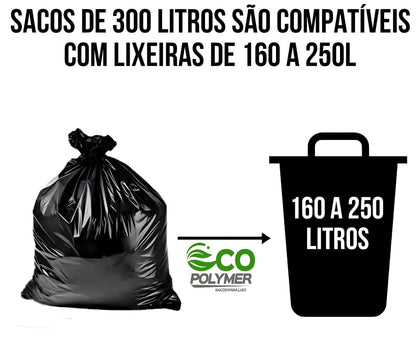 Saco De Lixo Preto 300l Resistência Média 4 Micra 100 Unid