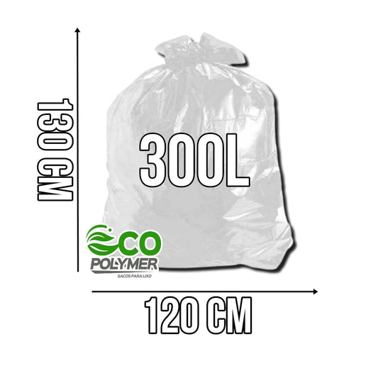 Saco De Lixo Transparente 300l Resistência Média 4 Micra 100 Unid