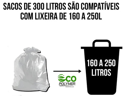 Saco De Lixo Transparente 300l Resistência Média 4 Micra 100 Unid