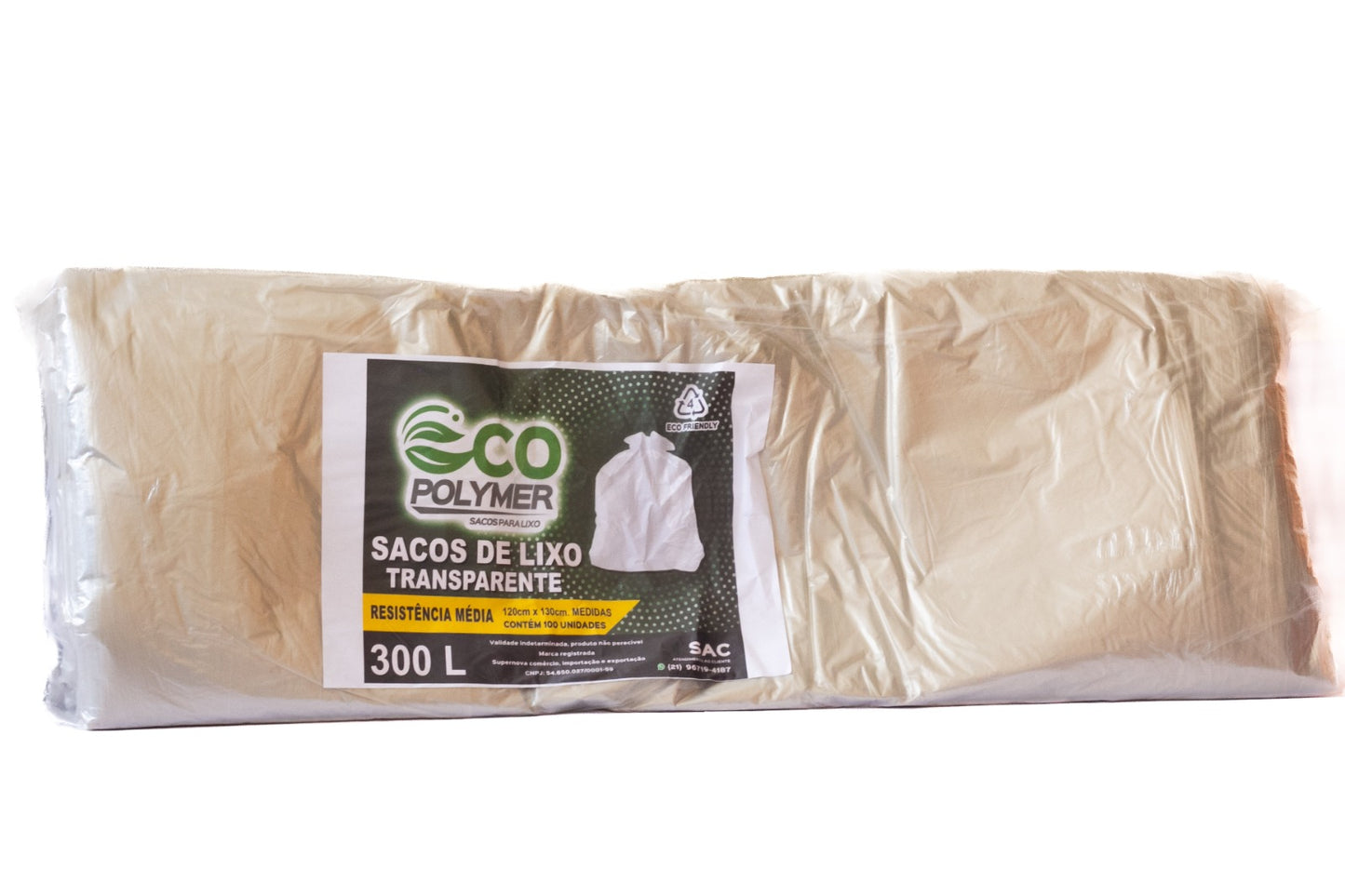 Saco De Lixo Transparente 300l Resistência Média 4 Micra 100 Unid