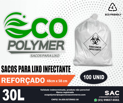 Saco de Lixo Infectante branco 30l - 100unid