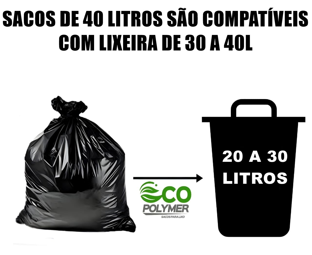 Saco De Lixo Preto 40l Resistência Média 4 Micra 100 Unid