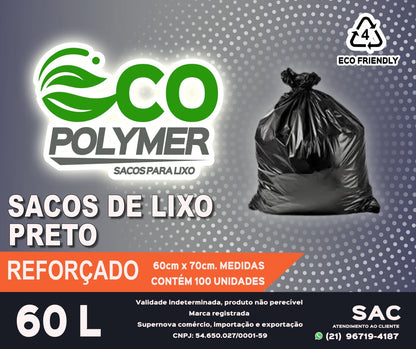 Saco De Lixo Preto 60l Reforçado 5 Micra 100 Unid