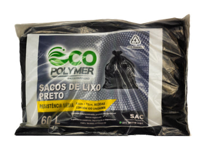 Sacos De Lixo Preto 60l Resistência média 4 Micra 100 Unid