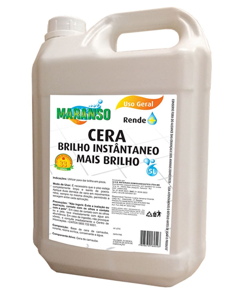 Cera brilho instantâneo incolor - 5 Litros