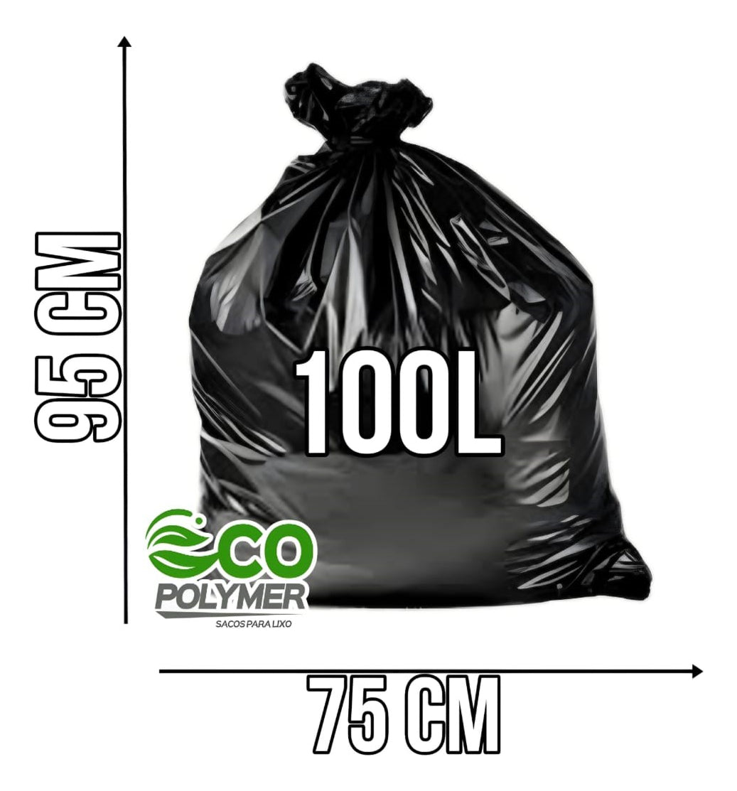Saco de Lixo Preto 100l Super Reforçado 50Unid