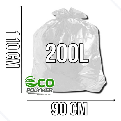Saco de Lixo Transparente 200l Super Reforçado 50Unid