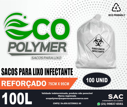 Saco de Lixo Infectante branco 100l - 100unid