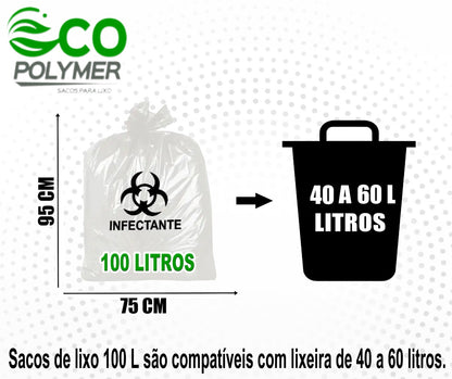 Saco de Lixo Infectante branco 100l - 100unid