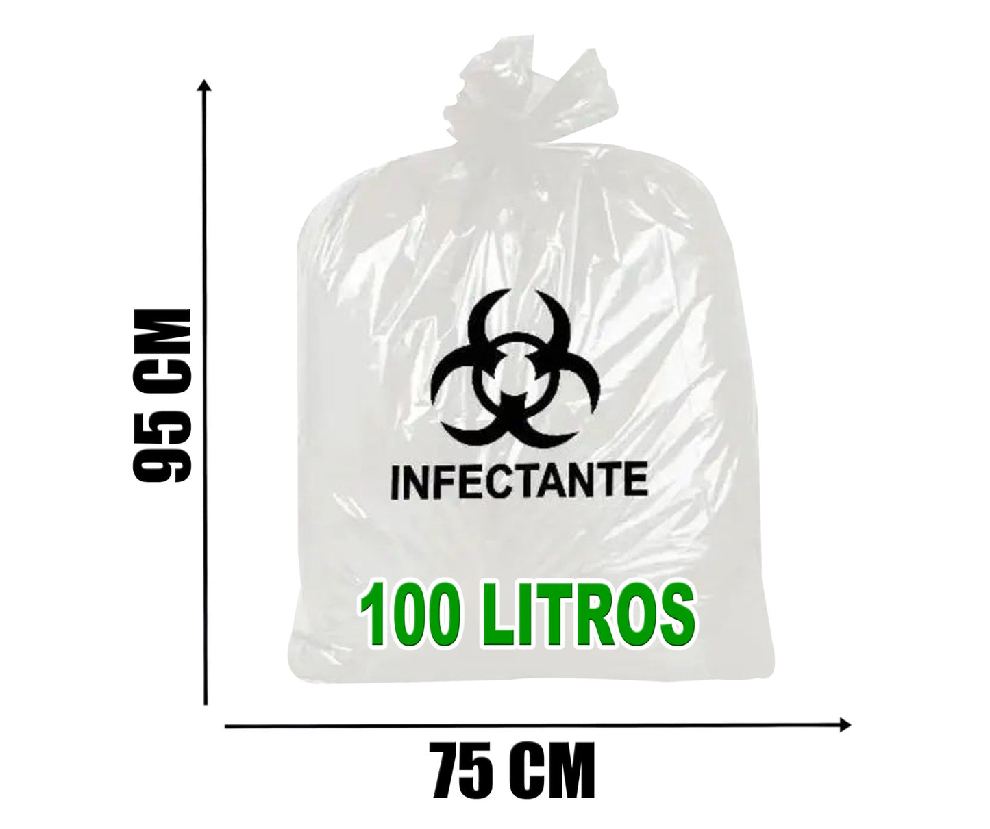 Saco de Lixo Infectante branco 100l - 100unid