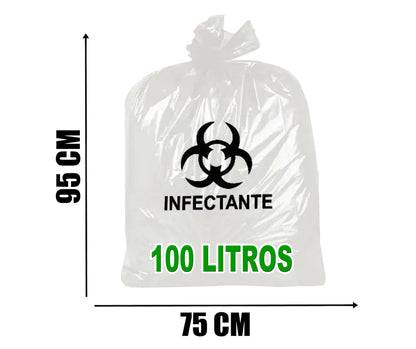 Saco de Lixo Infectante branco 100l - 100unid