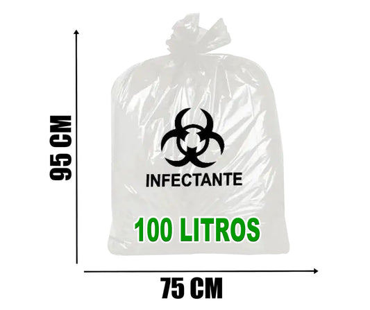 Saco de Lixo Infectante branco 100l - 100unid