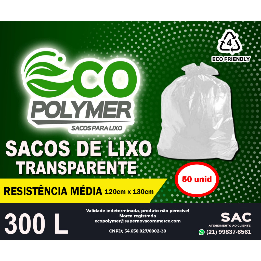 Saco De Lixo Transp 300l Resistência média 4 Micra 50 Unid